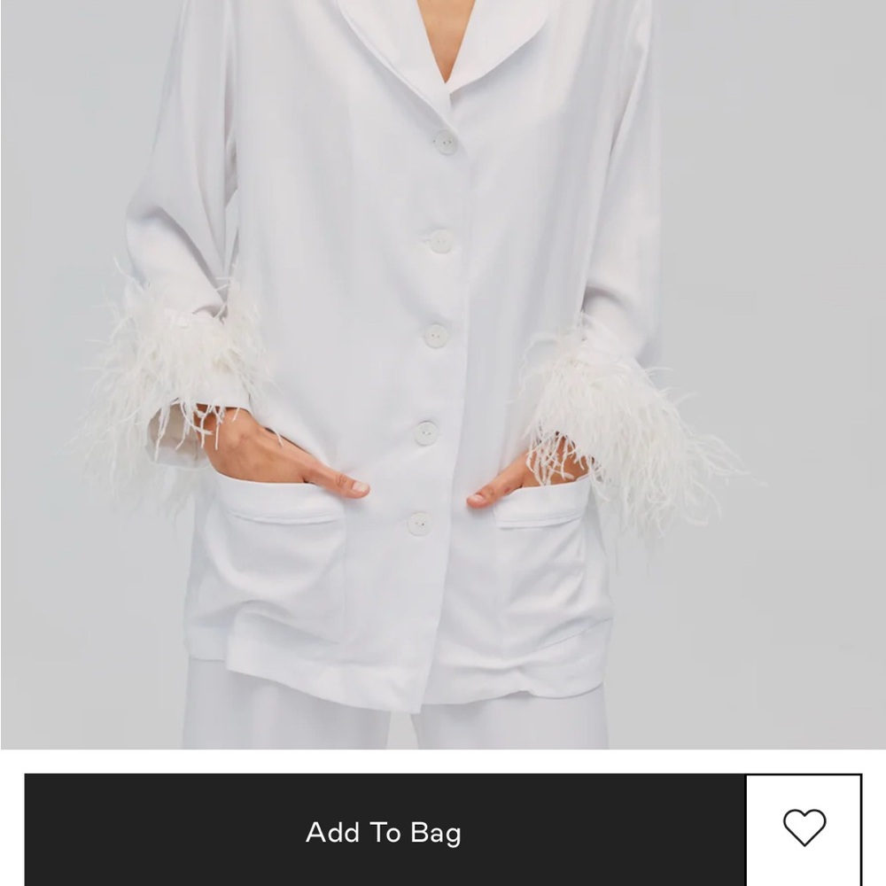 Sleeper Elegant White Feather-Trimmed Pajama Set from Saks fifth Ave. - Picture 4 of 5